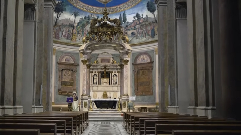 The interior of the Basilica of the Holy Cross in Jerusalem